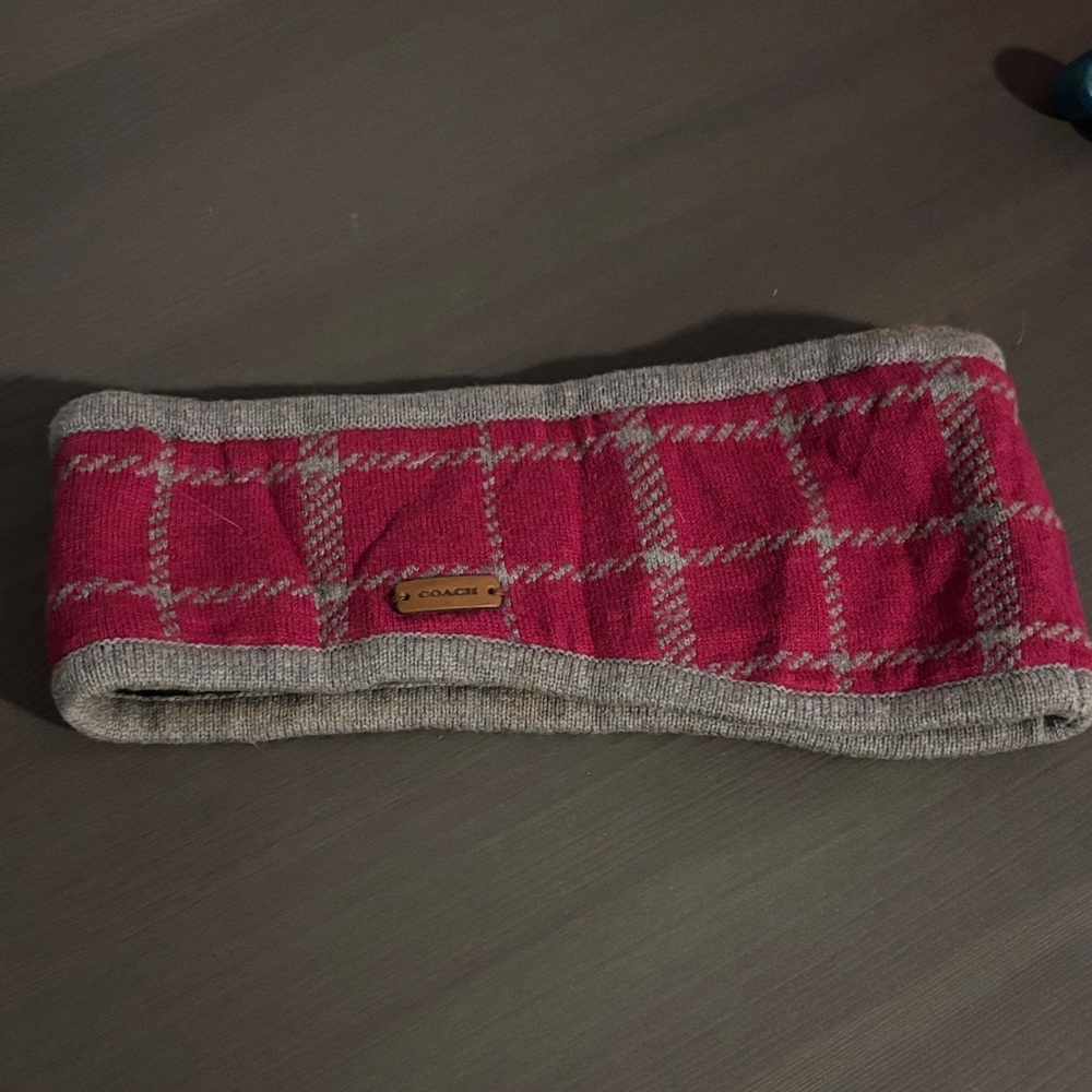 Coach Pink and Gray Plaid Headband
